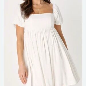 lulus Uniquely Sweet White Puff Sleeve
Babydoll Dress